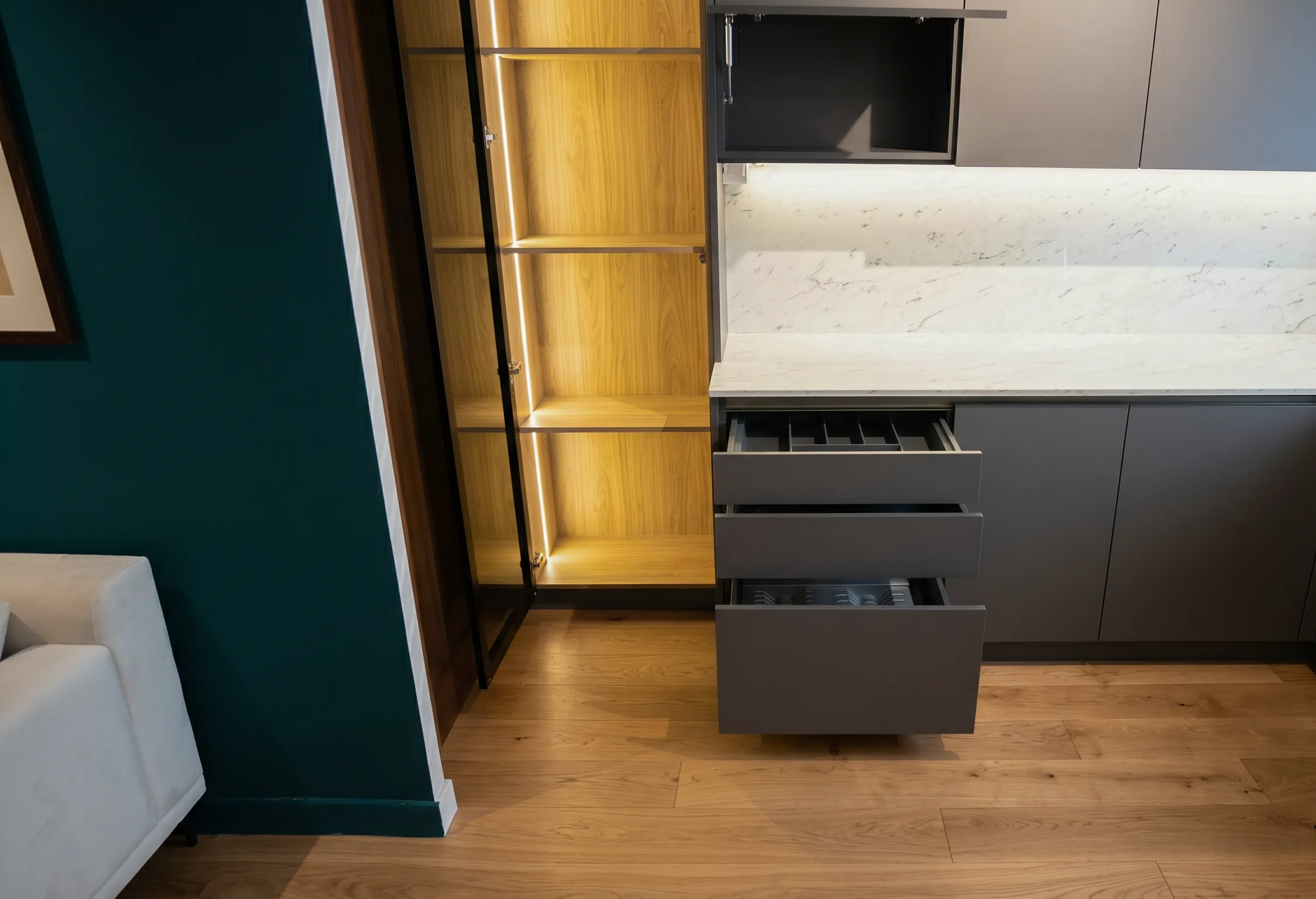Bespoke cabinetry and joinery detail with marble top